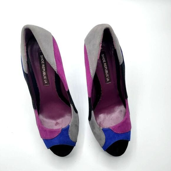 Republic LA Women 6 Colorful Stiletto Suede Party Heels Work Church Art‎ 2 Wear - Picture 1 of 7